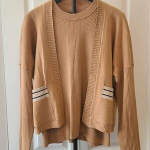 Club Monaco Camel Cardigan with Matching Tank